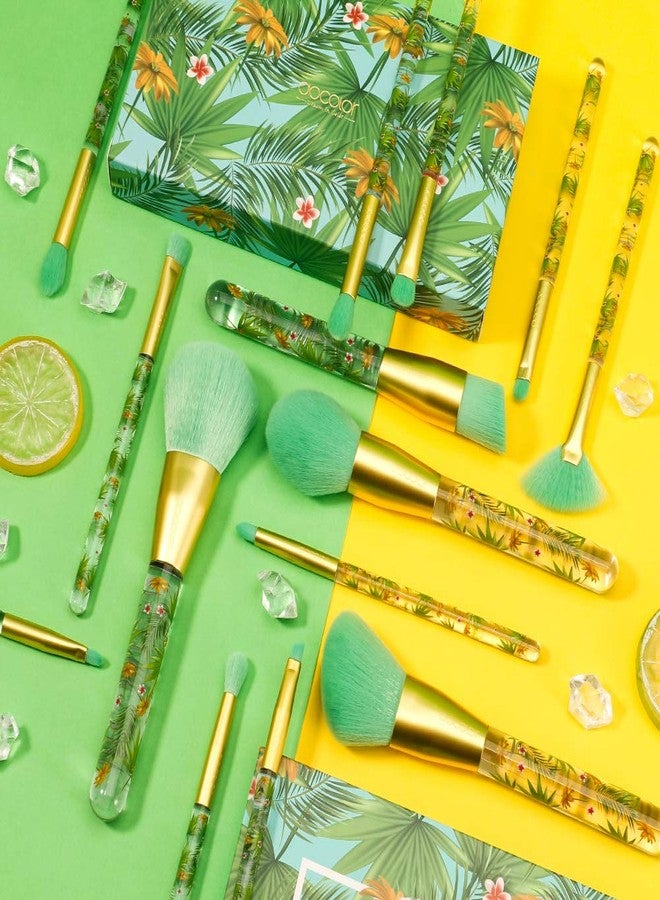 دوكولر مجموعة فرش مكياج استوائية من دوكولور، 14 قطعة، مجموعة فرش مكياج احترافية، فرش كابوكي صناعية فاخرة، فرش كريم أساس، فرش كونتور، فرش بودرة وجه، فرش ظلال عيون معدنية. - Image 2