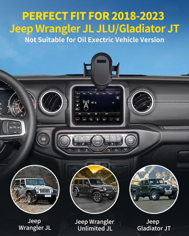 MEALAM Phone Mount for 2018 2019 2020 2021 2022 2023 Jeep Wrangler JL JLU & Gladiator JT (Don't Fit with Oil-Electric 4xe), Multi-Mount Phone Holder Dash Tray System Kit with Extension Arm Metal Rod - Image 2