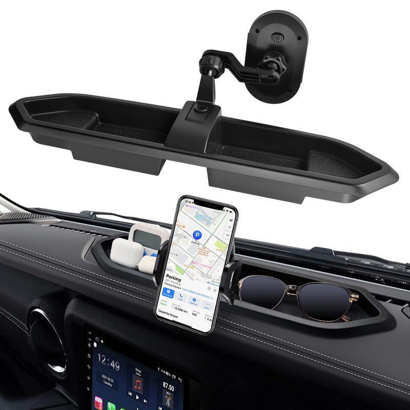 MEALAM Phone Mount for 2018 2019 2020 2021 2022 2023 Jeep Wrangler JL JLU & Gladiator JT (Don't Fit with Oil-Electric 4xe), Multi-Mount Phone Holder Dash Tray System Kit with Extension Arm Metal Rod - Image 1