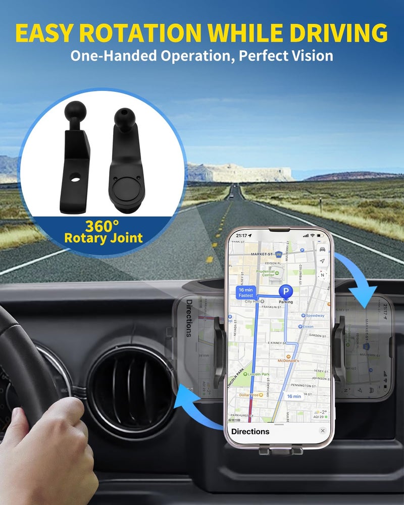 MEALAM Phone Mount for 2018 2019 2020 2021 2022 2023 Jeep Wrangler JL JLU & Gladiator JT (Don't Fit with Oil-Electric 4xe), Multi-Mount Phone Holder Dash Tray System Kit with Extension Arm Metal Rod - Image 3