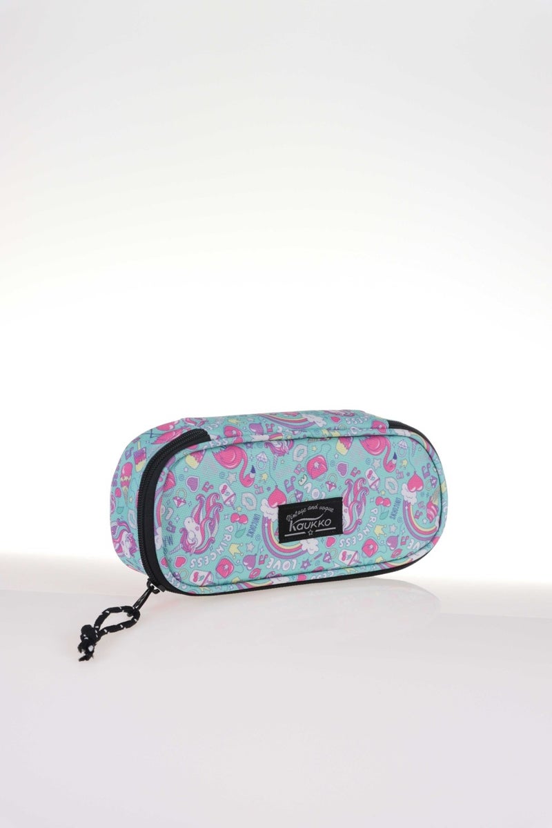KAUKKO Nature Pencil Bag With Special Compartment Unicorn Mint K2330 - Image 1
