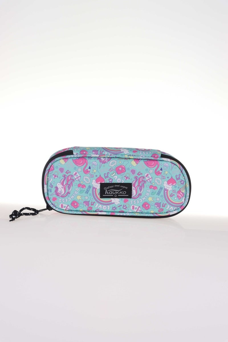 KAUKKO Nature Pencil Bag With Special Compartment Unicorn Mint K2330 - Image 2