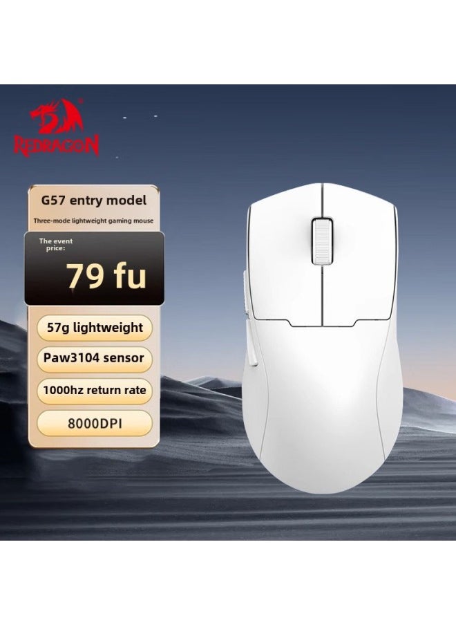 Generic - Bluetooth Chicken Eating High-end Red Dragon Wireless G57 E-sports Game Mouse Kung Fu Three-mode Lightweight Lightweight Wired-Specification: G57 Three-mode Gaming Mouse-white - Image 1