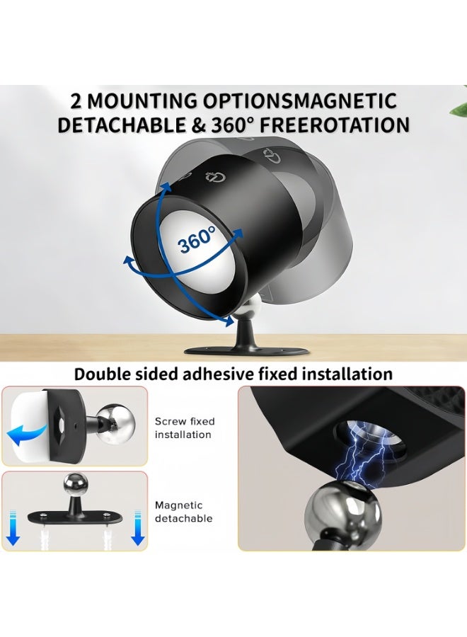 Rechargeable Wireless Remote Control Double-Sided Wall Light, Magnetic 360° Rotating Reading Light, 3-Color Light & 3 RGB Dimming Options – Suitable for Home, Bedroom, Hallway, Studio, Black - Image 4