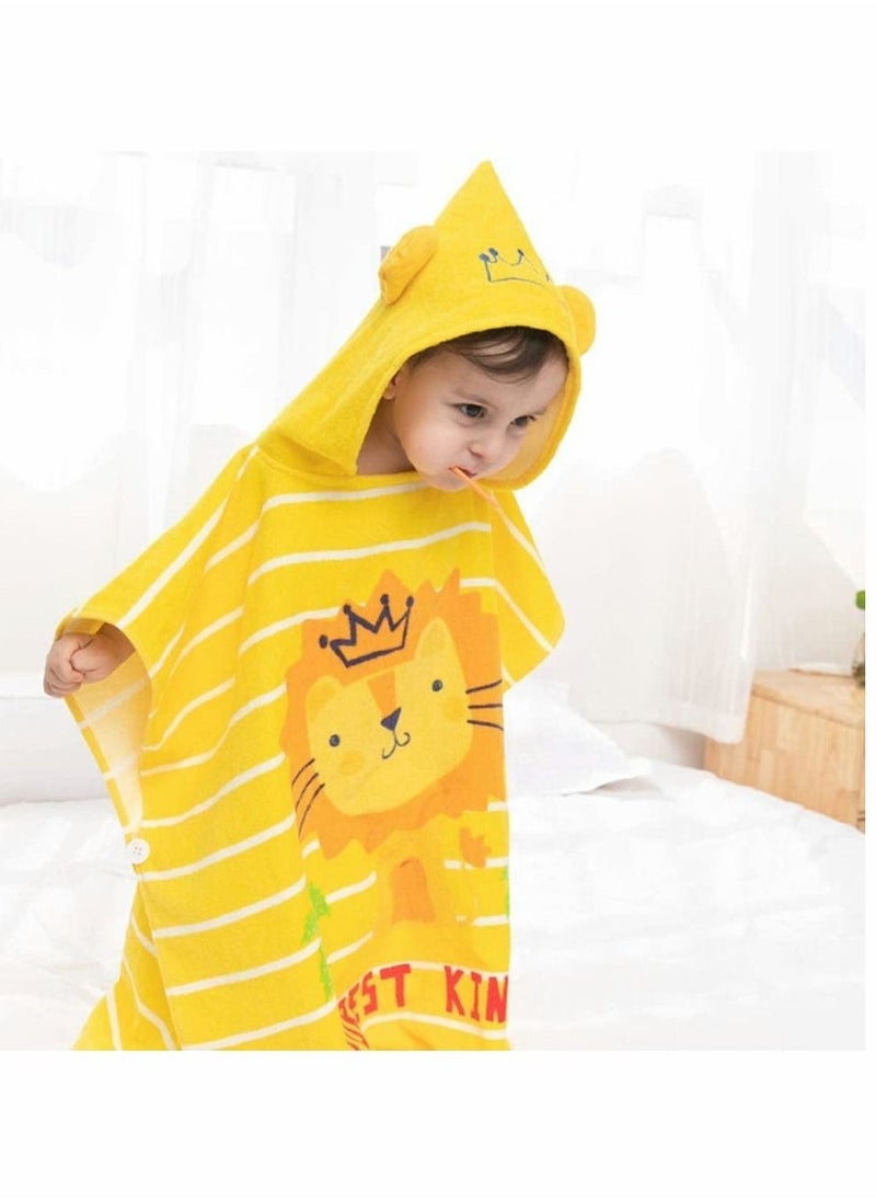 Generic - Kids Bath Towel, Children Hooded Towel, Microfiber Bath Towel Super Soft, Robe Poncho Bathrobe, for Boys Girls Swimming Beach Holiday Water Playing, Cartoon Animal Pattern (Lion) - Image 1