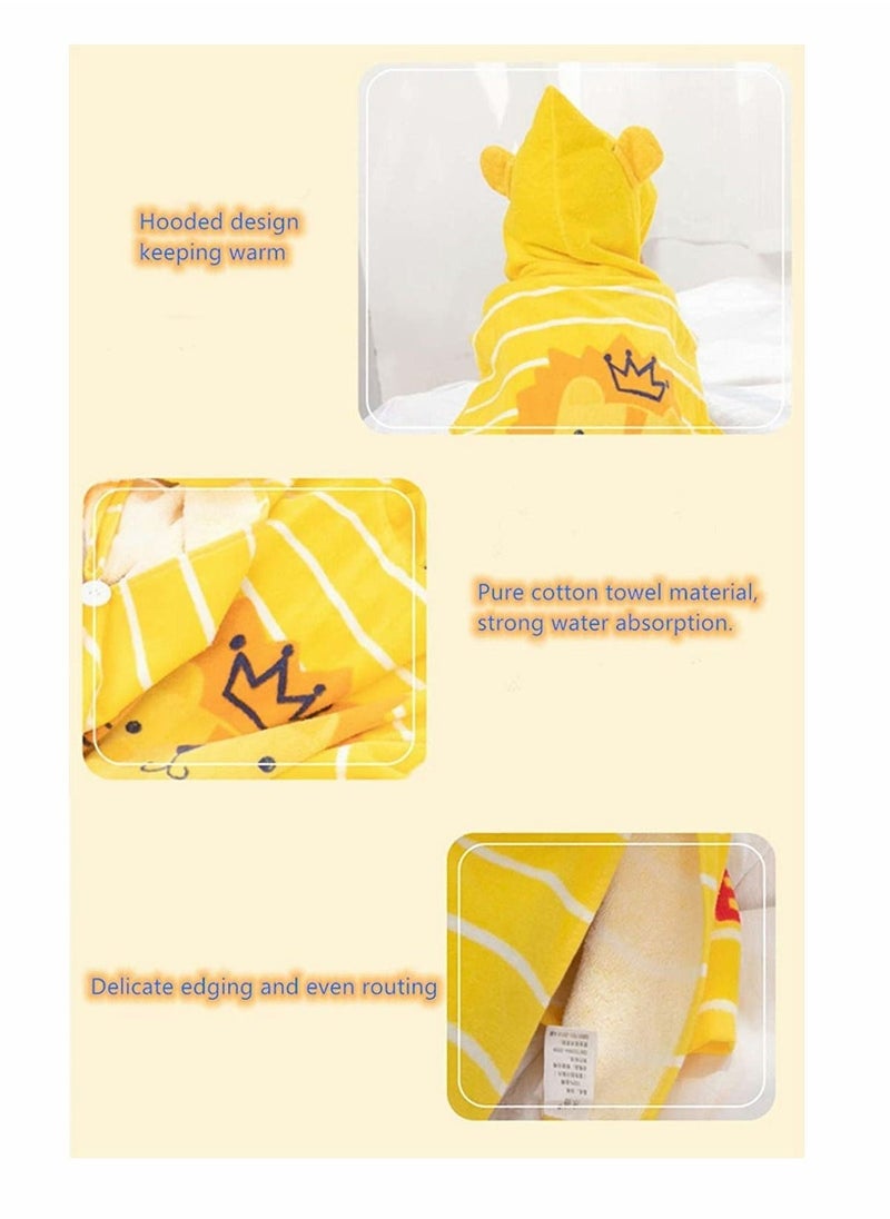 Generic - Kids Bath Towel, Children Hooded Towel, Microfiber Bath Towel Super Soft, Robe Poncho Bathrobe, for Boys Girls Swimming Beach Holiday Water Playing, Cartoon Animal Pattern (Lion) - Image 1