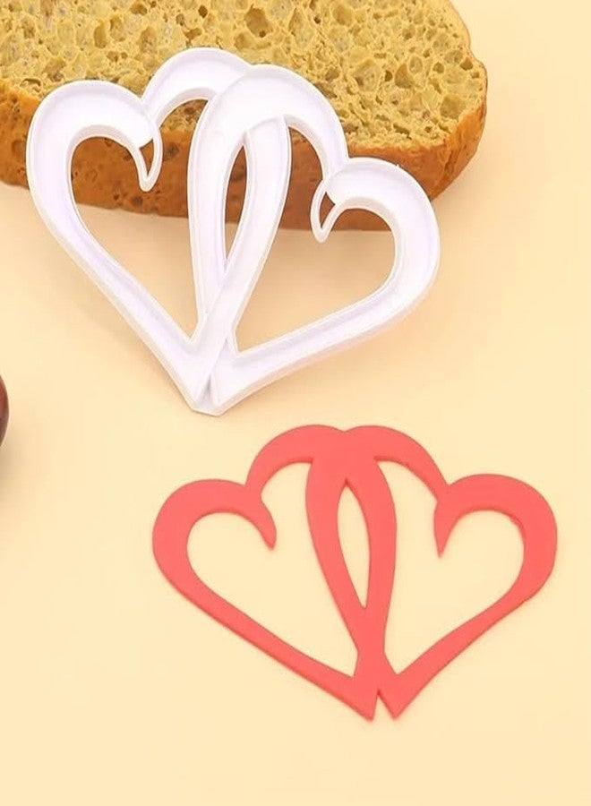 Party 24x7 Cookie Cutter Double Love Heart Shape Cookie Dough Cutter Fondant Cutter Heart Cookie Stamps Wedding Cake Decoration Topper Fruit Cutter Biscuit Baking Supplies 13.3cm x 8.7cm, Resin Casting Mold for - Image 1