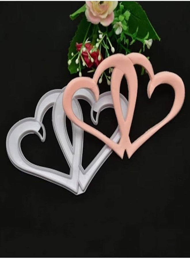 Party 24x7 Cookie Cutter Double Love Heart Shape Cookie Dough Cutter Fondant Cutter Heart Cookie Stamps Wedding Cake Decoration Topper Fruit Cutter Biscuit Baking Supplies 13.3cm x 8.7cm, Resin Casting Mold for - Image 4