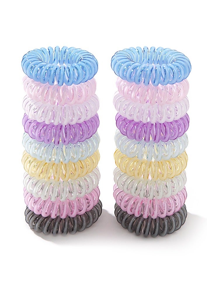 ORiTi ربطات شعر 16 قطعة من ربطات الشعر الحلزونية بدون تجعد أو سحب للشعر بلون غير لامع وأشرطة مطاطية وسلك هاتف وربطات شعر وحامل ذيل حصان مناسبة للفتيات والمراهقات والنساء ذوات الشعر الكثيف أو الخفيف - Image 1