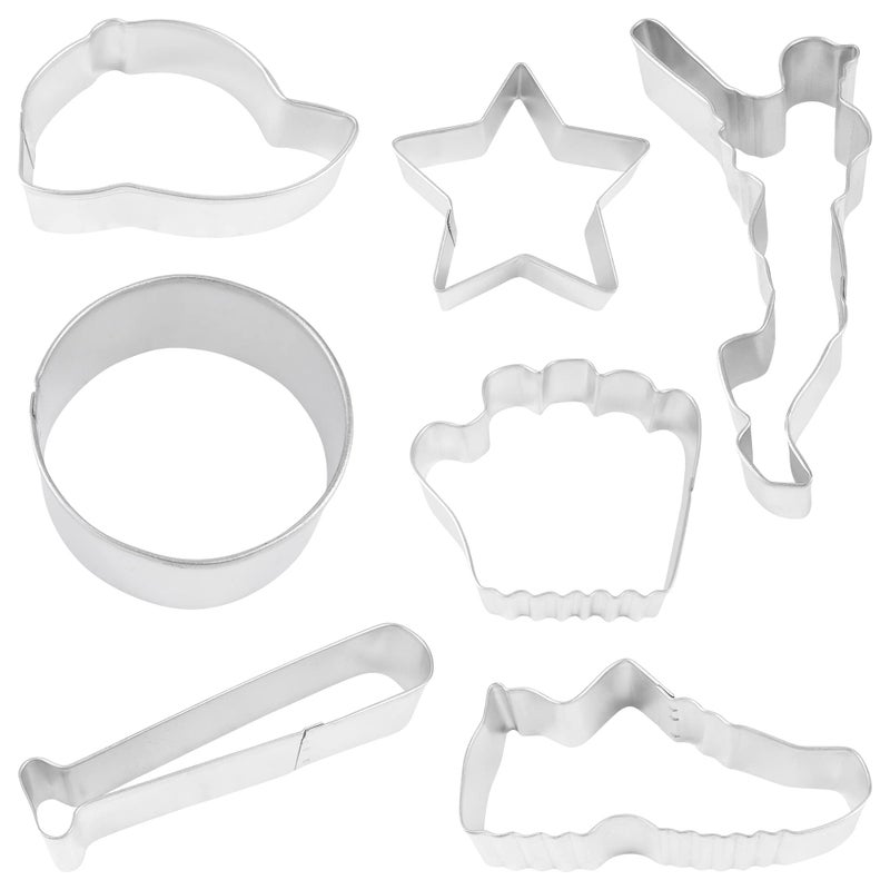 R&M International R&M International Baseball Cookie Cutters  Bat  Hat  Ball  Player  Glove  Star  Sneaker  7-Piece Set Silver  - Image 2