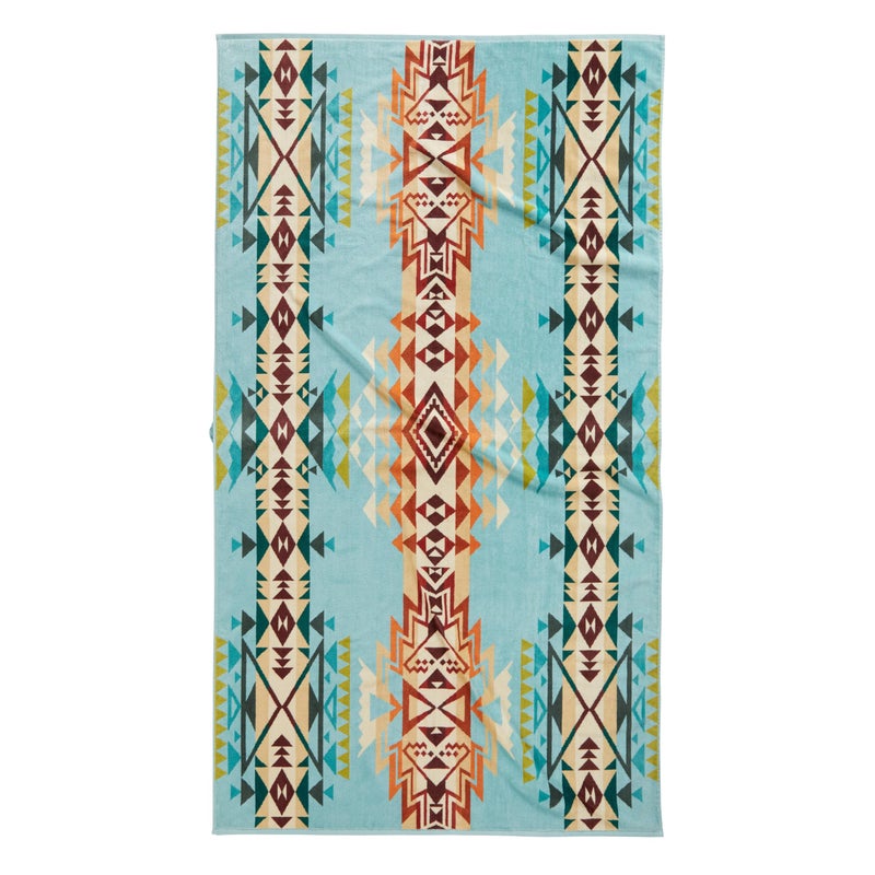 Pendleton Oversized Jacquard Spa Towels, 40 x 70 inches Bath Towels, 100% Cotton, Soft and Quick Dry for The Beach, Hot Tub, Pool - Highland Peak Aqua - Image 1