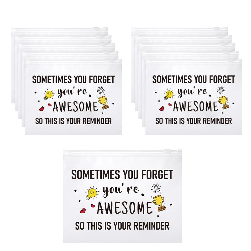 Reginary 50 Pcs Inspirational Gifts Bulk for Women Cosmetic Bag EVA You Are Braver Awesome Makeup Bag Mini Toiletry Packet with Zipper Encouragement Birthday Graduation Gift(You Are Awesome) - Image 1