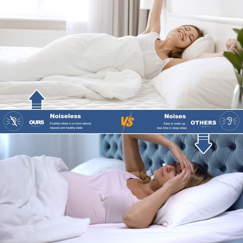 GRT Queen Mattress Protector Waterproof, 100% Waterproof Quilted Fitted Mattress Pad, Noiseless Hollow Cotton Mattress Cover, fits up to 21" Deep, Dust Proof White - Image 4