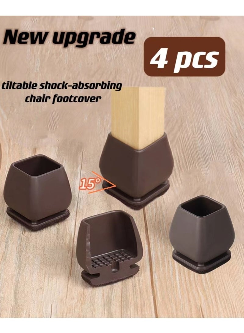 4 pcs Seat Foot Pads, Upgraded 15° Angled Shock Absorption, Thickened Felt Bottom, Anti-Drop Noise Reduction Wear Resistant, Household Chair Office Chair Protective Cover Foot Pad  - Image 1