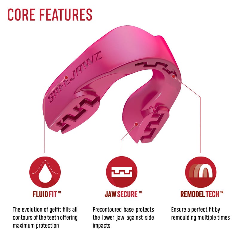Safejawz Mouthguard Slim Fit  Adults And Junior Mouth Guard With Case For Boxing  Basketball  Lacrosse  Football  Mma  Martial Arts  Hockey And All Contact Sports (Pink) - Image 2