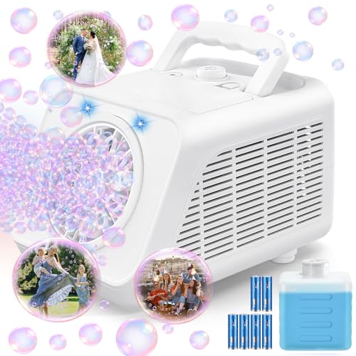 Kizmore Automatic Bubble Machine for Kids Battery Operated Bubble Maker for Toddlers 3 Contain 6 AA Battery Indoor Outdoor Toys for Birthday Wedding Party - Image 1