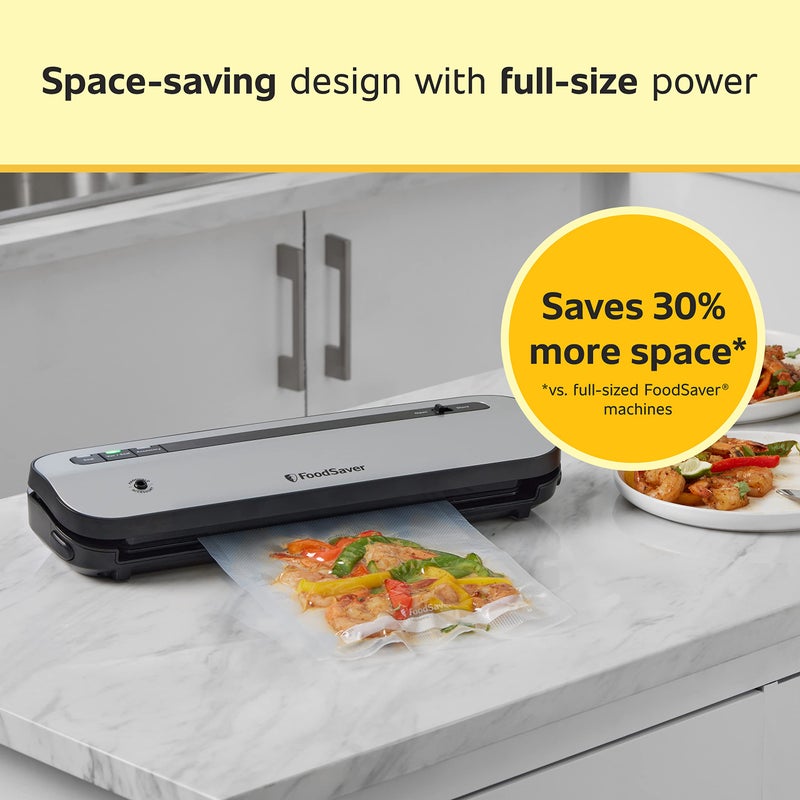 FoodSaver Space-Saving Vacuum Sealer with Bags and Roll - Image 3