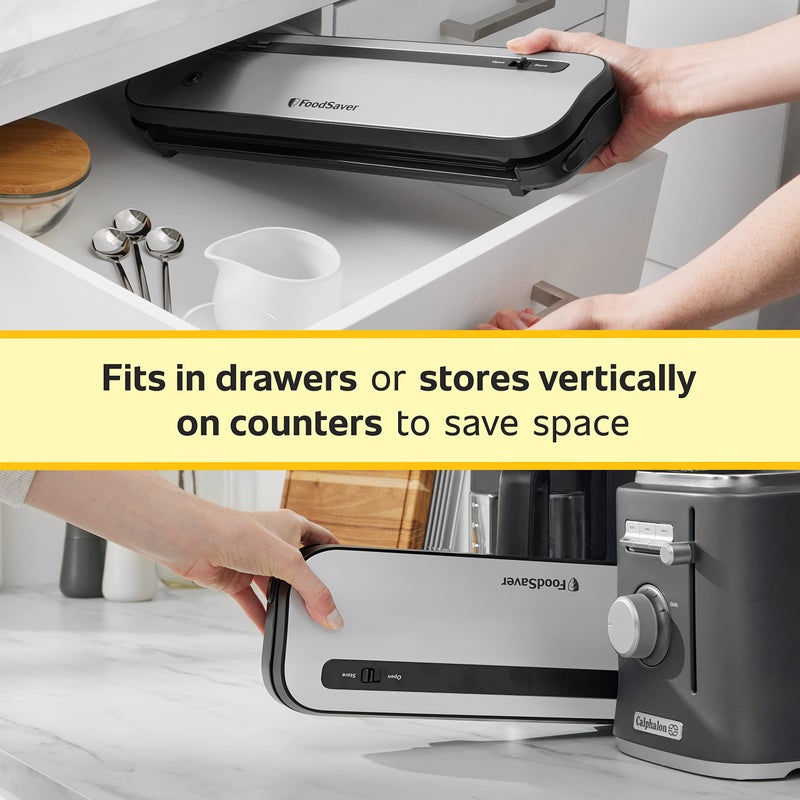 FoodSaver Space-Saving Vacuum Sealer with Bags and Roll - Image 5