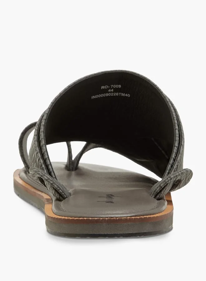 Al Waha Men Textured Slip-On Arabic Sandals with Toe Loop Ramadan Collection