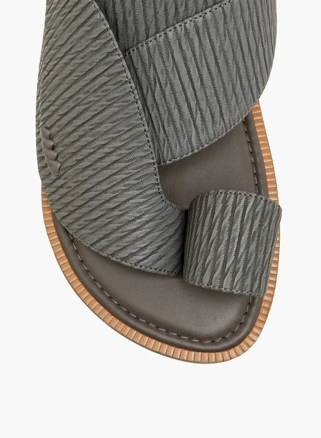 Al Waha Men Textured Slip-On Arabic Sandals with Toe Loop Ramadan Collection
