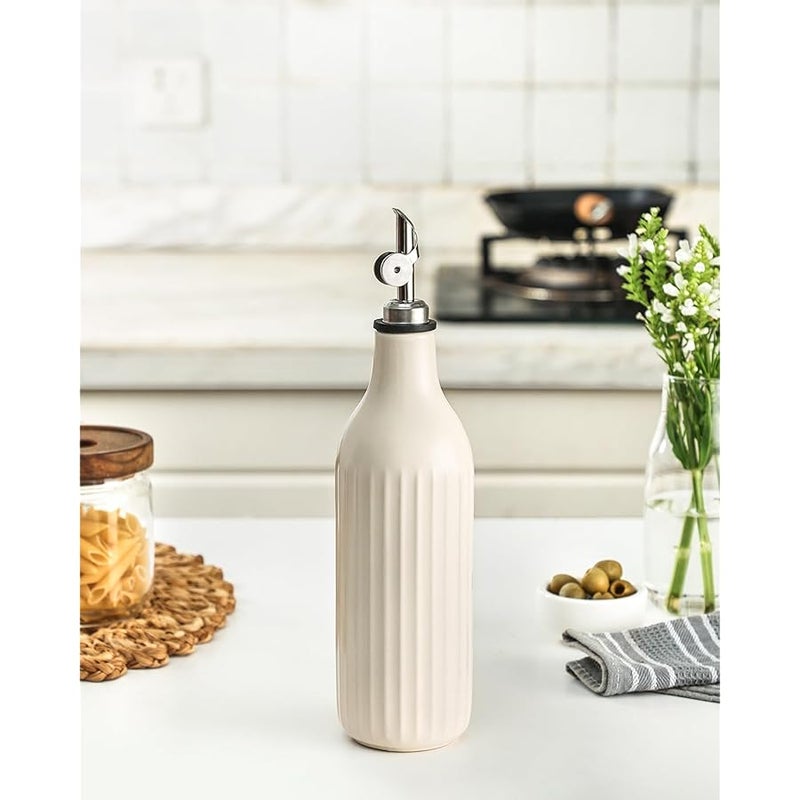 FE FUN ELEMENTS Olive Oil Dispenser Bottle, 19 oz Oil Dispenser for Kitchen and Vinegar Dispenser Bottle, Suitable for Vinegar, Coffee Syrups & Other Liquids, Off White - Image 5