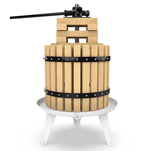 SQUEEZE master SQUEEZE master Fruit Press317 Gallon12LSolid Wood Basket Wine PressVintage traditional juicer6 Press Wooden BlocksPole Handle Bar for JuiceWineCider1 free filter bag included 