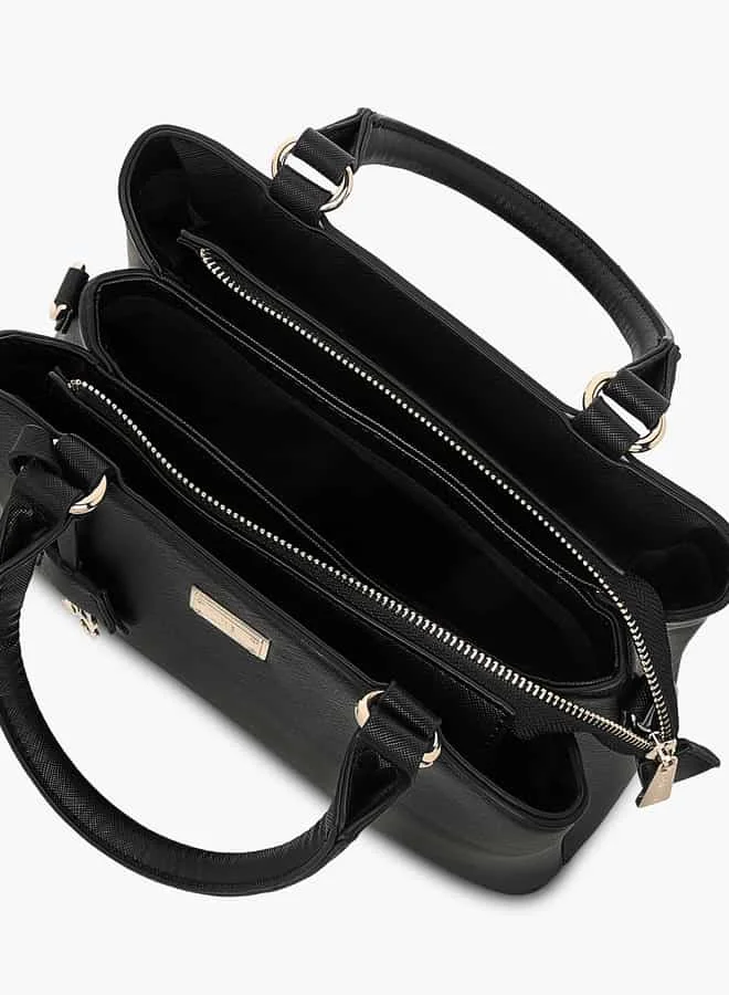 Flora Bella By Shoexpress Women Solid Tote Bag with Zip Closure and Detachable Strap
