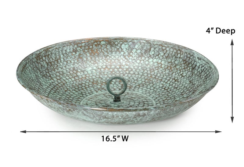 Good Directions 479V1 Rain Chain Basin Large 16-1/2 Inch Diameter, 4 Inches High, 100% Blue Verde Pure Copper - Image 2