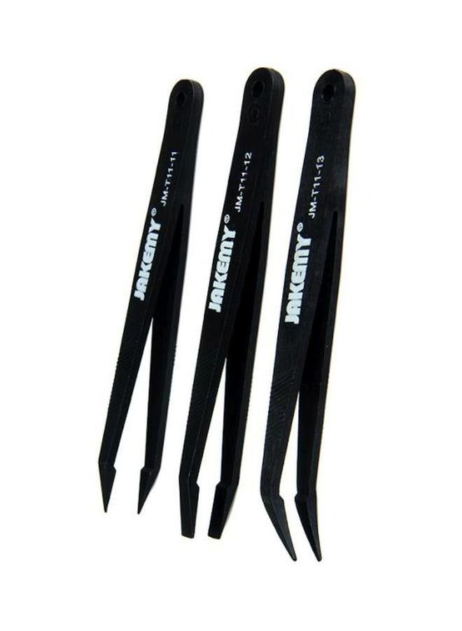 JAKEMY 3-Piece Repairing Tweezers Set Black - Image 4