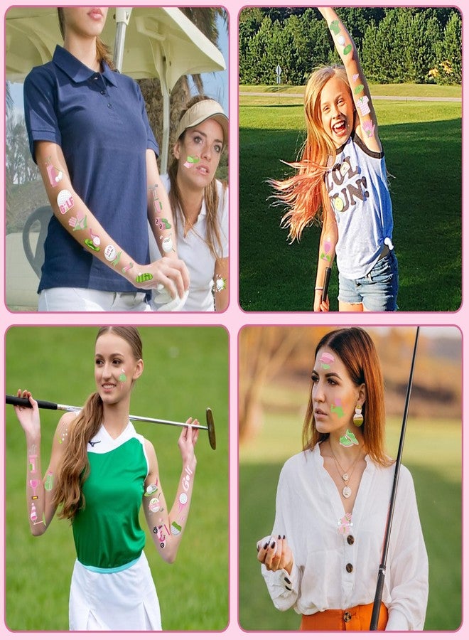 Lcnjscgo 96 PCS Pink Golf Temporary Tattoos Stickers, Pink Golf Party Favors Birthday Party Decorations Supplies Let's Par-Tee Golf Theme Tattoos Gifts for Sports Golf Party, 16 Sheets - Image 4