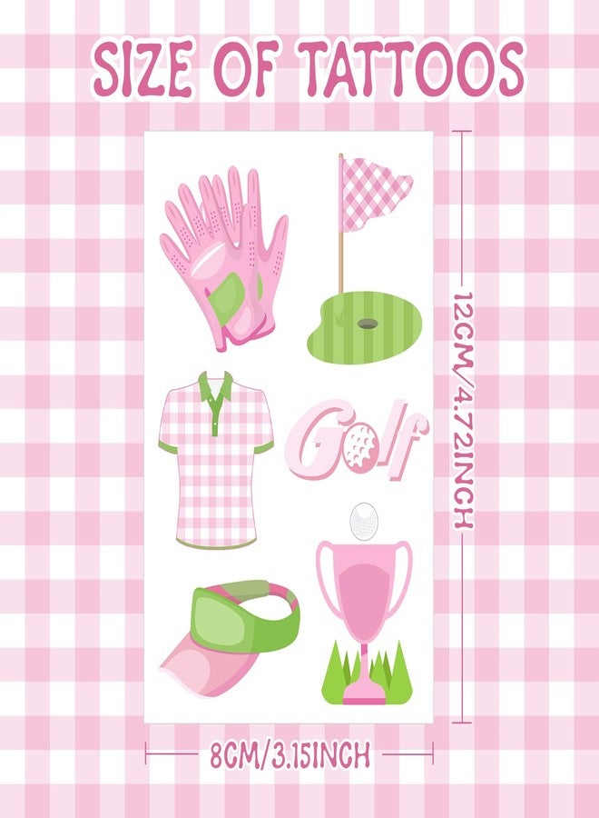 Lcnjscgo 96 PCS Pink Golf Temporary Tattoos Stickers, Pink Golf Party Favors Birthday Party Decorations Supplies Let's Par-Tee Golf Theme Tattoos Gifts for Sports Golf Party, 16 Sheets - Image 3