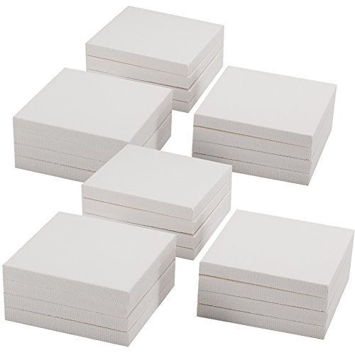 Tosnail 24 Pieces 3" x 3" Mini Canvas Panels Mini Stretched Canvas Small Canvas Boards Square Canvas for Painting, Craft - Image 1
