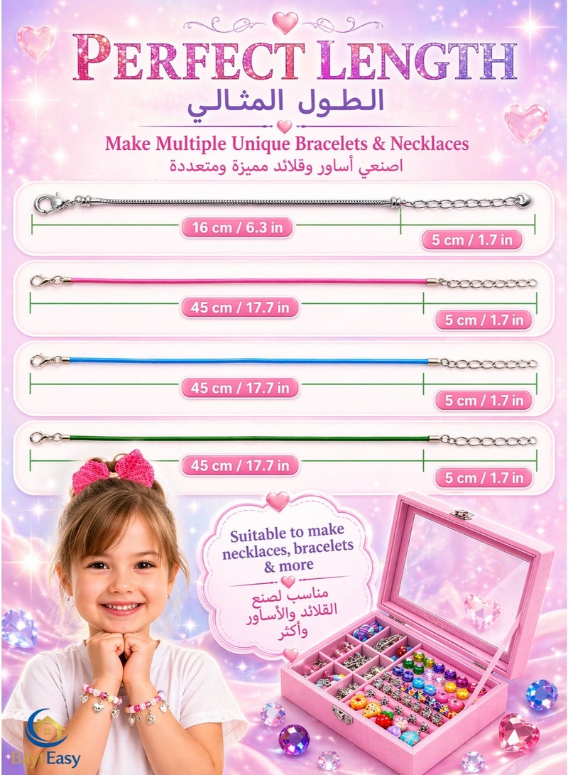 BaytEasy Bracelet Making Kit for Girls 76PCS Charm Bracelet & Necklace Set with Jewelry Box, DIY Beads and Charms Gift for 8-12 Year Old Girls, Multicolor - Image 4