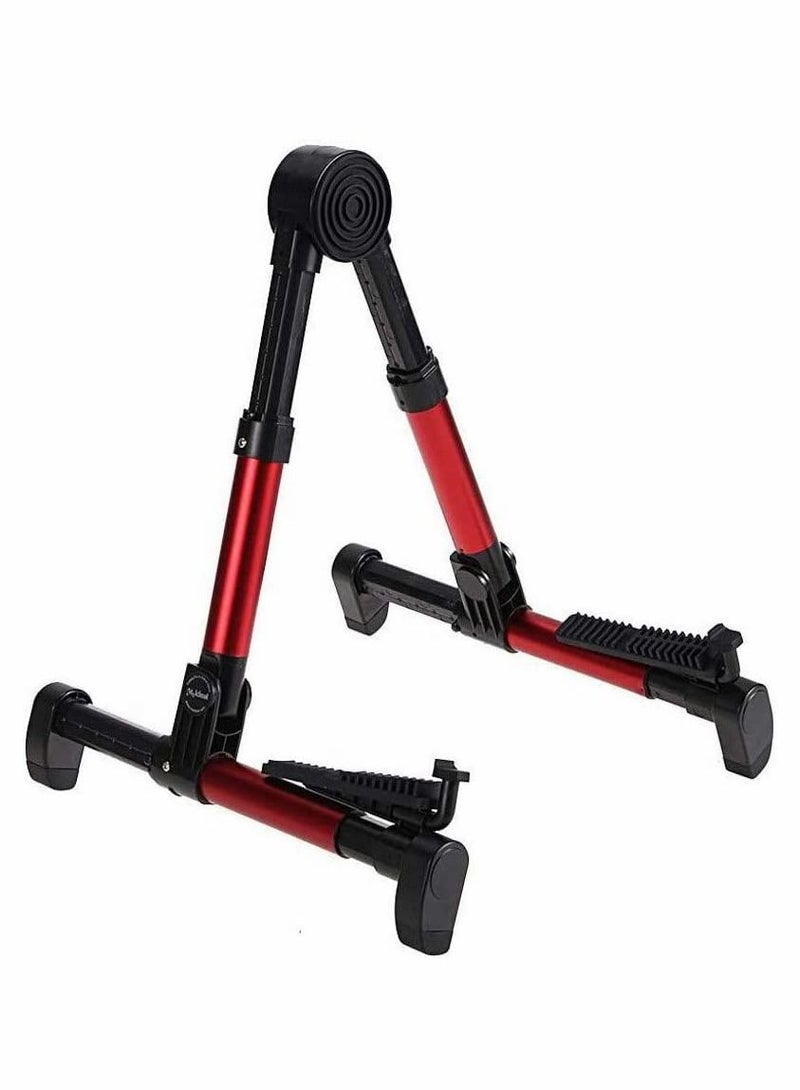 Guitar Stand, Adjustable Guitar Stand, Folding Frame Holder For Electric Guitar Ukulele Bass Instrument Stand Guitar Parts Accessories, For Acoustic Electric Classical Guitar, Red  - Image 1