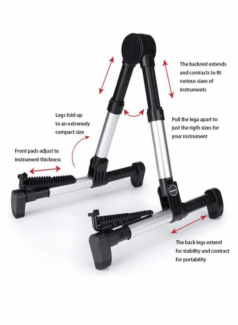 Guitar Stand, Adjustable Guitar Stand, Folding Frame Holder For Electric Guitar Ukulele Bass Instrument Stand Guitar Parts Accessories, For Acoustic Electric Classical Guitar, Red  - Image 2
