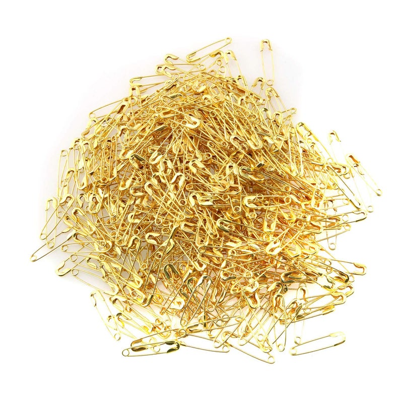 ZMSNTGS Mini Safety Pin 500PCS Gold 19mm Tiny Metal Fastening Safety Clips for Jewellery Costume Tag Gold500pcs