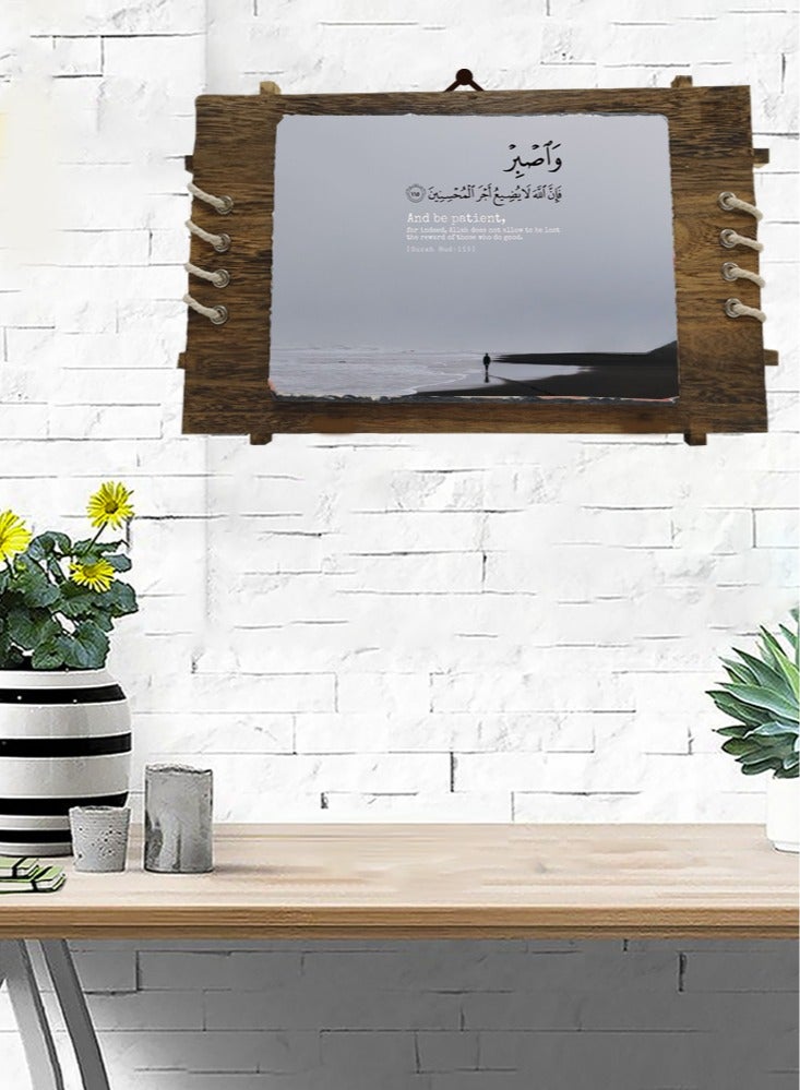 Service Zone Protective Printed White Rectangle Shape Marble Photo Frame for Table Top Quraan Aayat  - Image 2