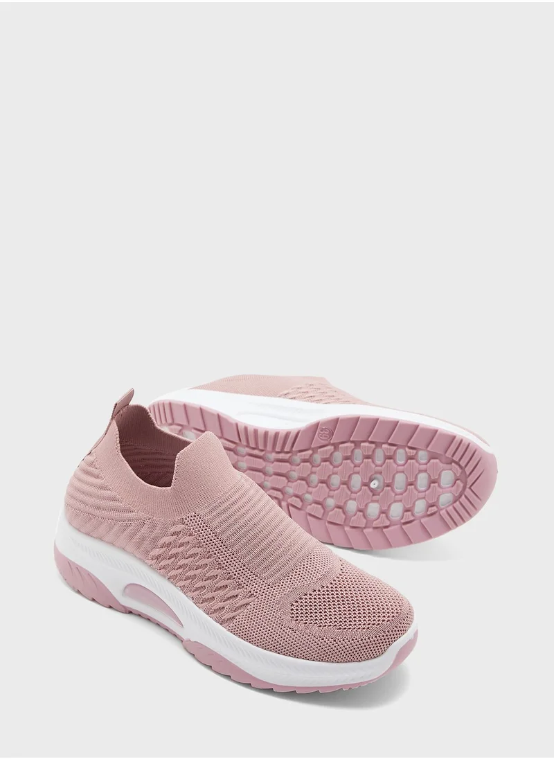 جينجر Breathable Knit Slip On Sneakers