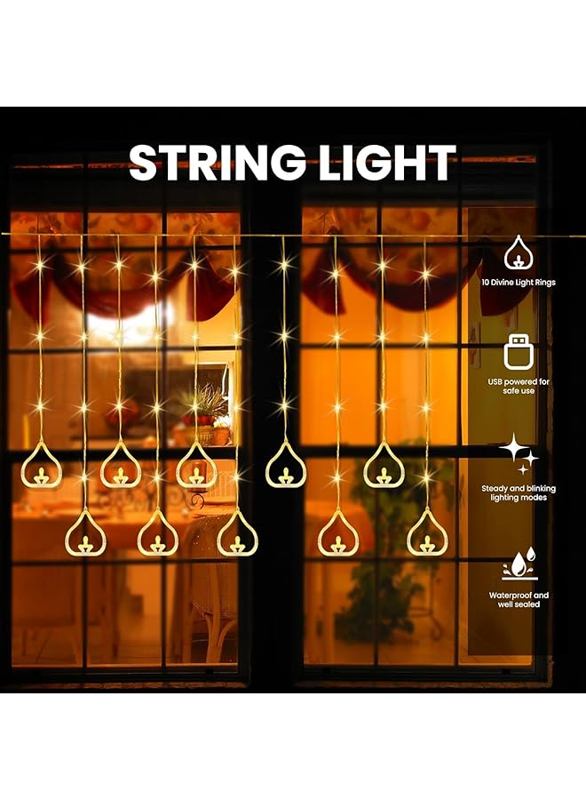 erorex Curtain String Lights Led String Lights Usb Powered Hanging String Lights With Remote Control For Ramadan Home Party Holiday 8 Lighting Modes Warm White - Image 3