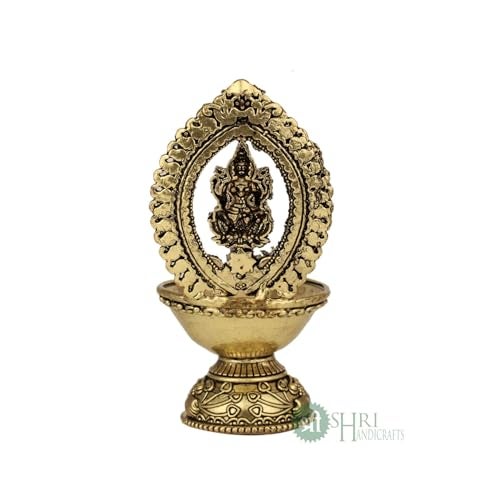 INDICAST Religious Brass Diya for Puja | 4.5" Laxmi Design Arti Deepak Deepam Oil Lamp for Worship and Festivities | Perfect for Pooja Rituals (Weight - 130gm) - Image 4