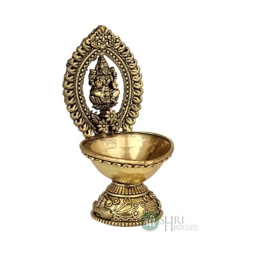 INDICAST Religious Brass Diya for Puja | 4.5" Laxmi Design Arti Deepak Deepam Oil Lamp for Worship and Festivities | Perfect for Pooja Rituals (Weight - 130gm) - Image 5