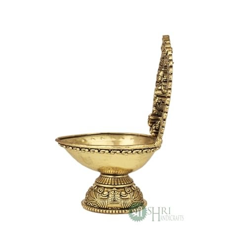INDICAST Religious Brass Diya for Puja | 4.5" Laxmi Design Arti Deepak Deepam Oil Lamp for Worship and Festivities | Perfect for Pooja Rituals (Weight - 130gm) - Image 3