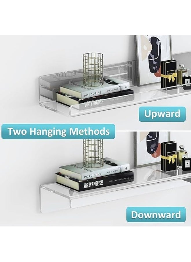Horoof Home Horoof Home® 4 Pack Clear Acrylic Floating Shelves – 38x10x5 cm Wall-Mounted Display Racks for Books, Cosmetics & Decor – Modern Storage for Bathroom, Bedroom & Office  - Image 4