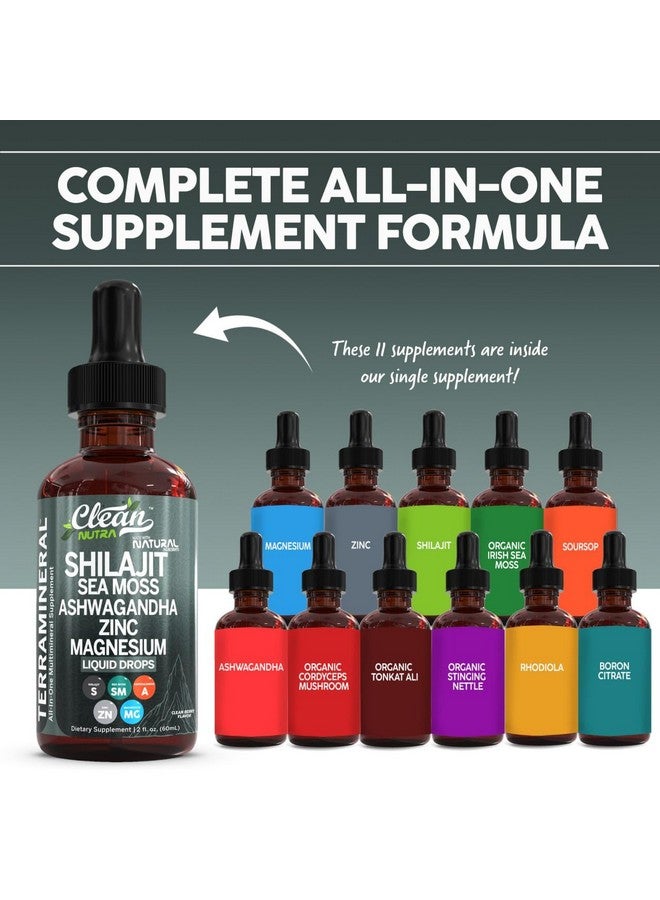 Clean Nutraceuticals Shilajit Liquid Drops with Sea Moss, Ashwagandha, Zinc, Magnesium, Liquid Vitamins for Women and Men - Terra Mineral - Image 2