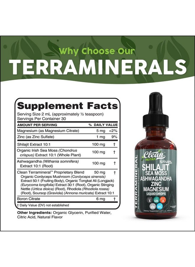 Clean Nutraceuticals Shilajit Liquid Drops with Sea Moss, Ashwagandha, Zinc, Magnesium, Liquid Vitamins for Women and Men - Terra Mineral - Image 5