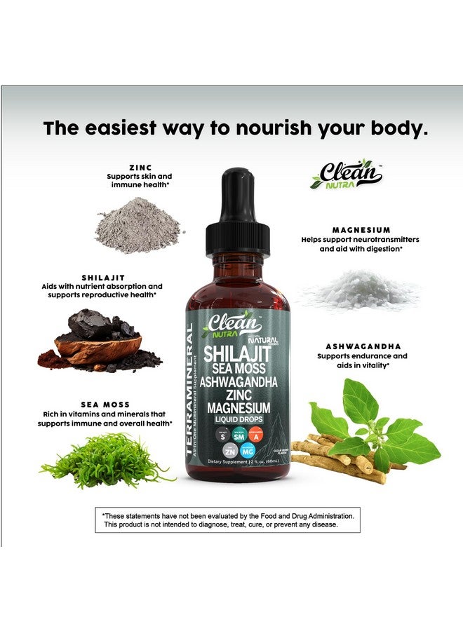 Clean Nutraceuticals Shilajit Liquid Drops with Sea Moss, Ashwagandha, Zinc, Magnesium, Liquid Vitamins for Women and Men - Terra Mineral - Image 3