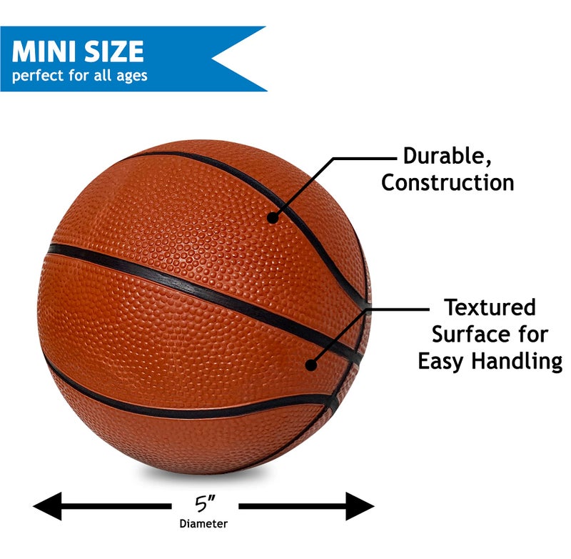 Botabee 5" Rubber Mini Basketballs (2-Pack) - Realistic Bounce and Grip for Indoor and Outdoor Play - Small Basketball for Kids - Durable and Fun, Perfect for Mini Hoops - Image 2