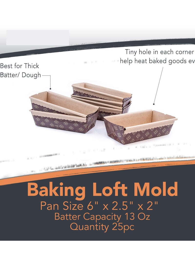 Paper Loaf Pan, Disposable Paper Baking Loft Mold 25ct, All Natural, Recyclable, Microwave Oven Freezer Safe, for Beautifully Displaying Baked Goods (6x 2.5x2) - Image 4