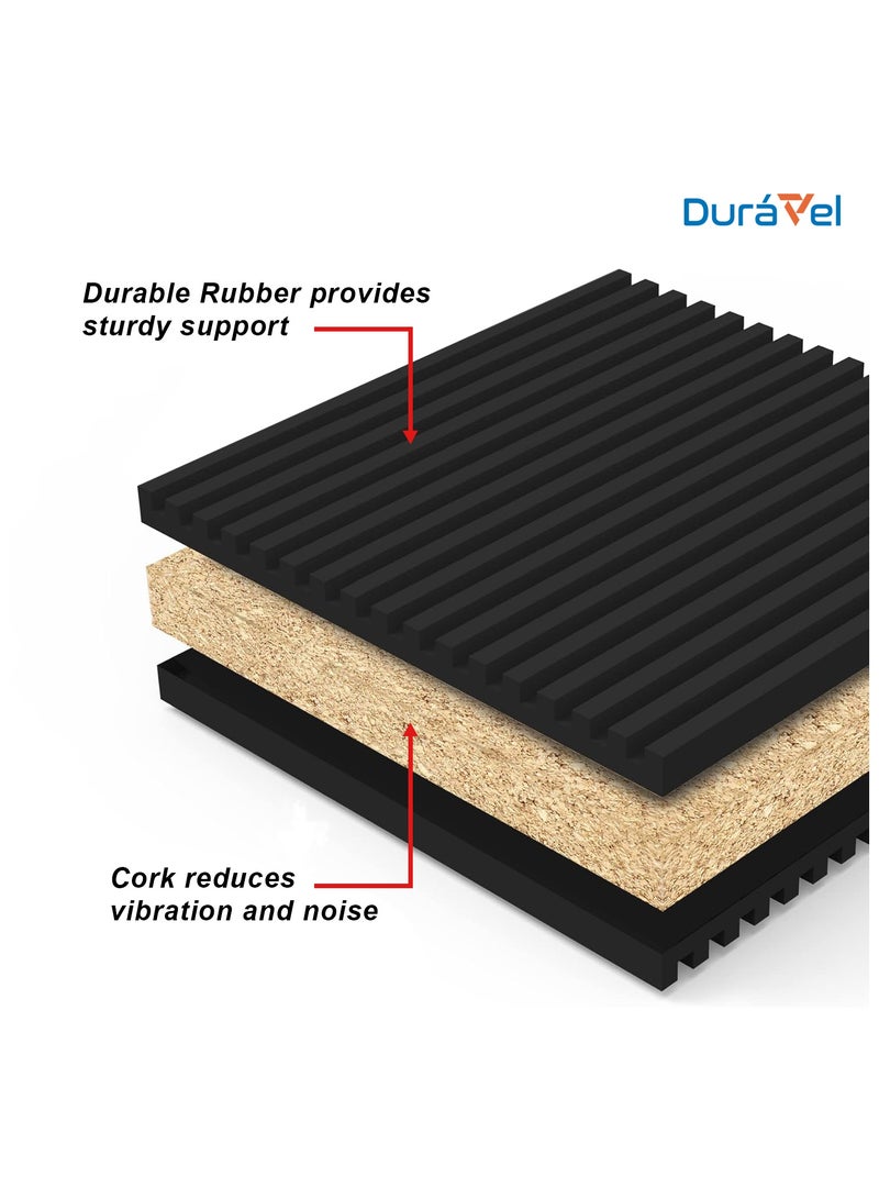 Duravel Duravel Anti-Vibration Isolation Pads, Cork and Rubber Composite, Black, Ribbed Design 4 PCS (4X4 INCH)  - Image 5