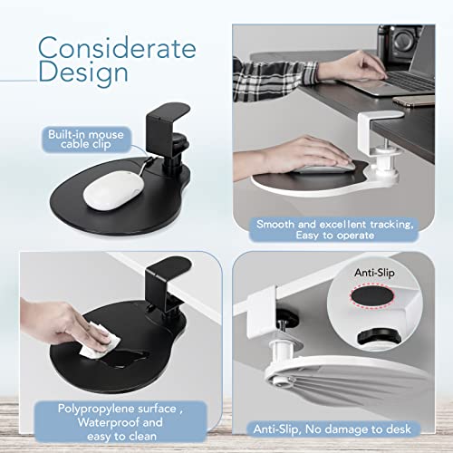 EHO Clamp-On Under Desk Mouse Tray, 360° Swivel Ergonomic Platform with Cable Organizer, Smooth Glide Surface for Gaming or Office, Fits Desks 0.5"-1.5" Thick, Tool-Free Install, TAA-Compliant - Image 4